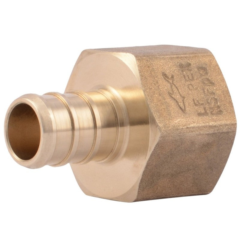 SharkBite UC072LFA Hose to Pipe Adapter, 1/2 in, PEX Barb x FNPT, DZR Brass, 200 psi Pressure, 24/PK