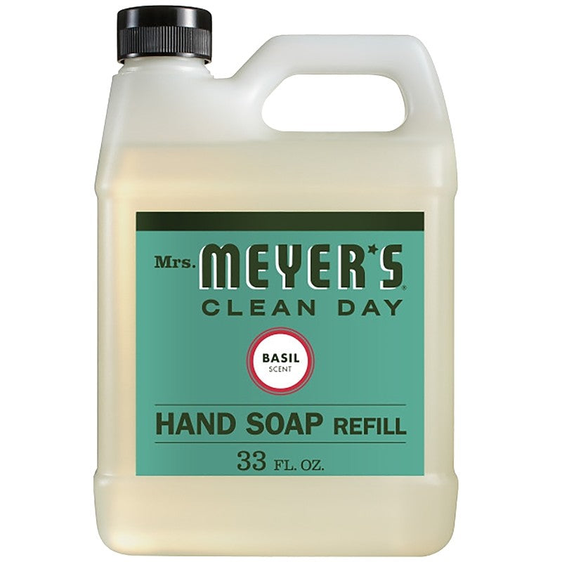 Mrs. Meyer's 14163 Hand Soap Refill, Liquid, Colorless, Basil, 33 oz Jug