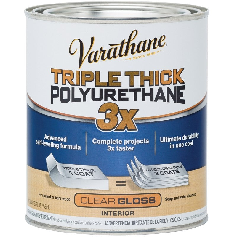 Varathane 284470 Polyurethane, Oil Base, Clear, Gloss, Liquid, 1 qt Can, 1.03 Specific Gravity (Pack of 2)