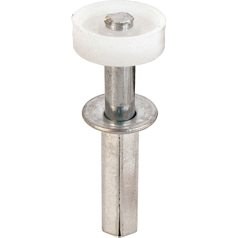 Prime-Line N 6544 Door Roller, 7/8 in Dia Roller, 1/4 in W Roller, Nylon/Steel, Silver, 1-Roller, 50 lb, Top Mounting