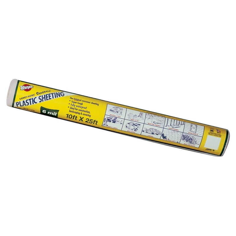 Warp's 6CH10 Poly Film, 6 mil Thick, 25 ft L, 10 ft W, Clear (Pack of 4)