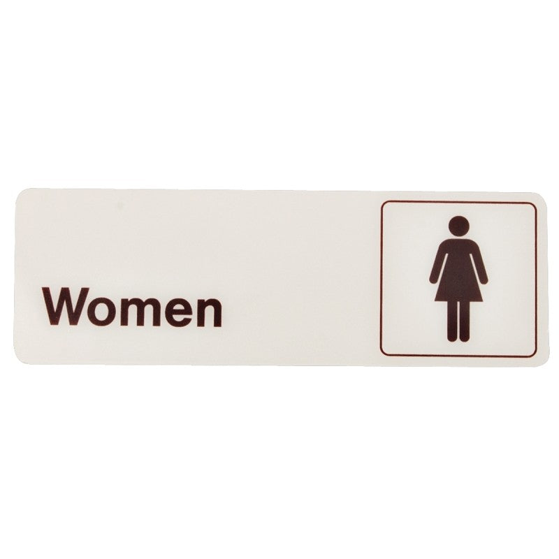 Hy-Ko D-14 Graphic Sign, Rectangular, WOMEN, Dark Brown Legend, White Background, Plastic, 3 in W x 9 in H Dimensions (Pack of 5)