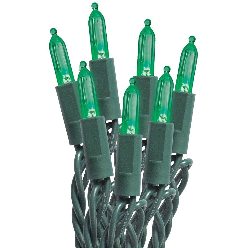 Sylvania 27555 Mini String Lights, 50-Lamp, C6, Green, 20,000 hrs Average Life, 11 ft L