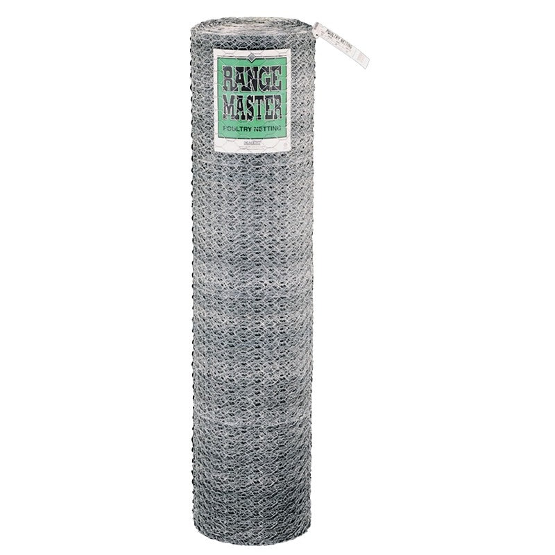 Rangemaster 5927 Poultry Net, 150 ft L, 36 in W, 20 Gauge, Hexagonal Mesh, 1 in Mesh, Steel