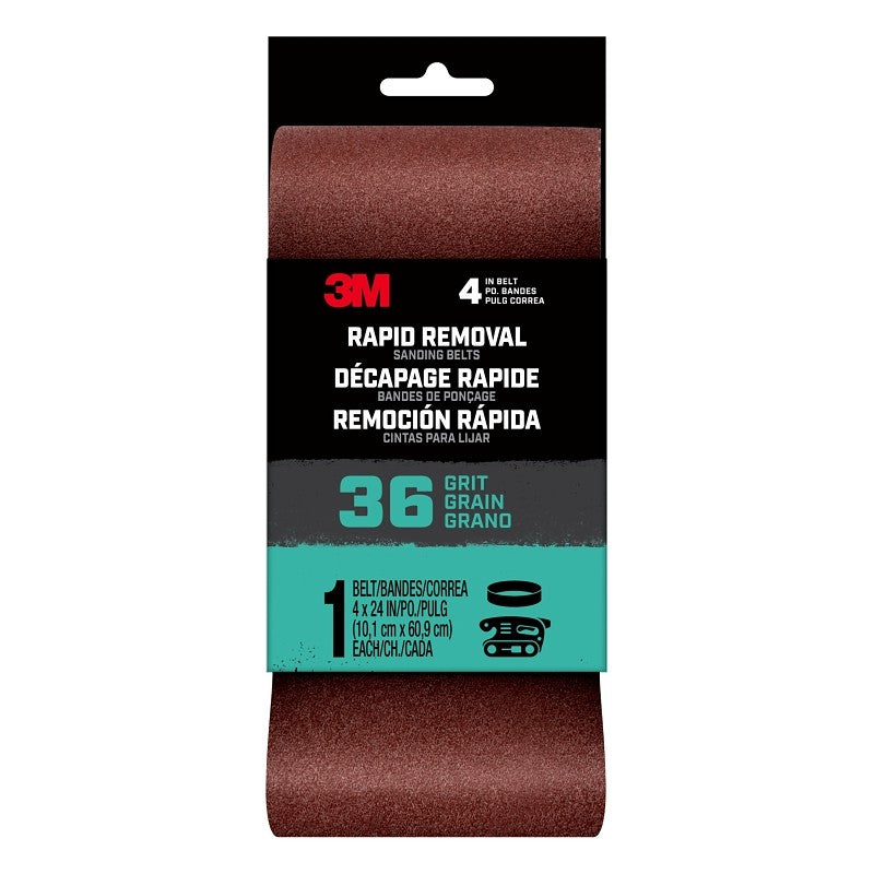 3M 27398 Sanding Belt, 3 in W, 18 in L, 36 Grit, Aluminum Oxide Abrasive