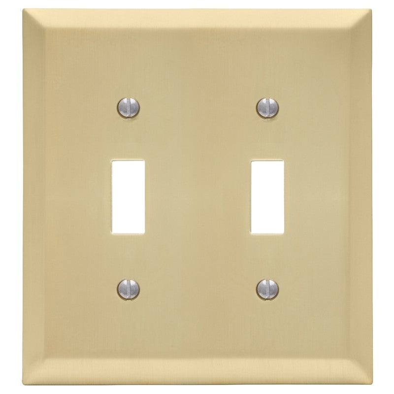 Amerelle 163TTSB Wallplate, 4-15/16 in L, 4-9/16 in W, 2 -Gang, Steel, Satin Brass (Pack of 3)