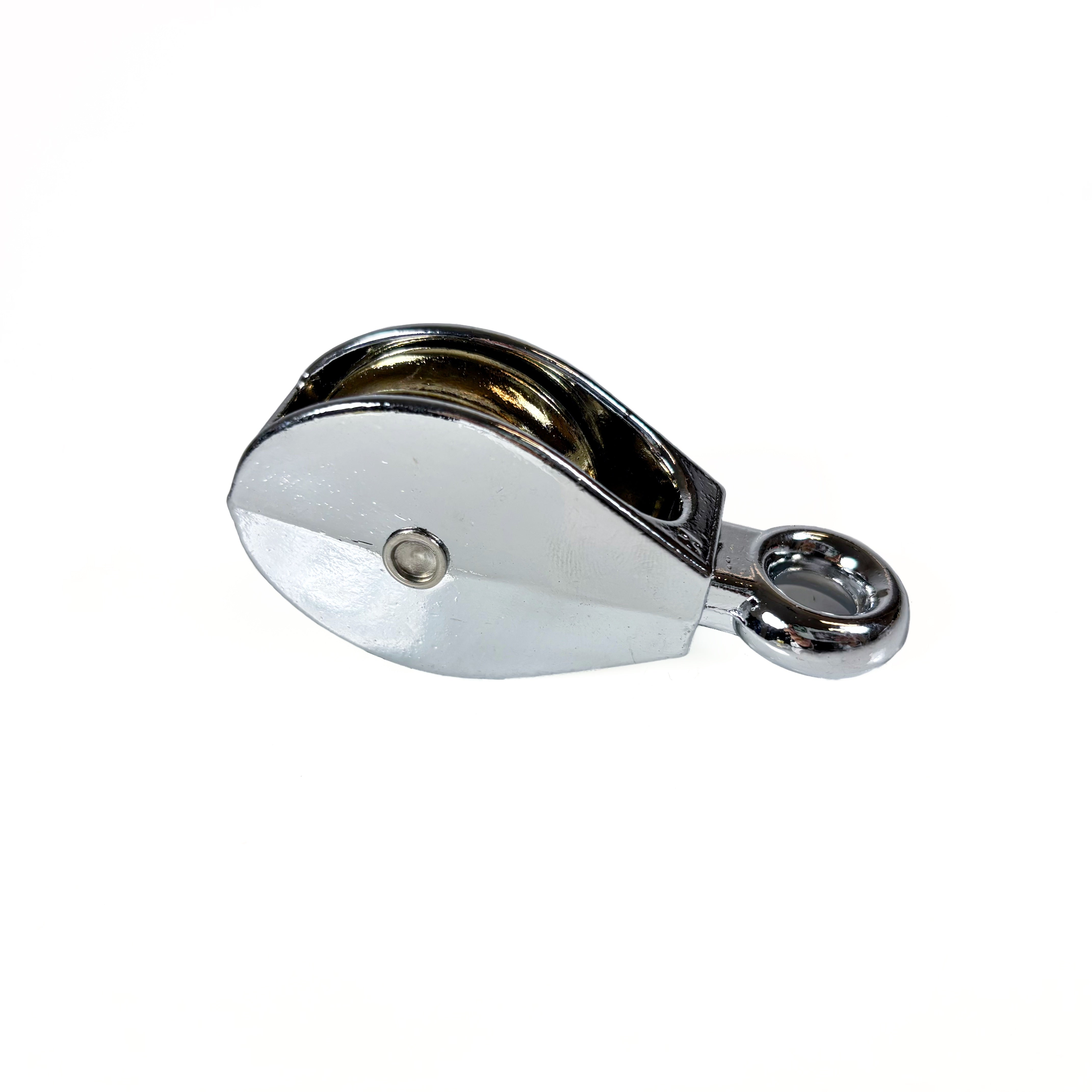 Fixed Eye Single Pulley 1-1/2 Inch Bright Chrome Plated Die Cast Body