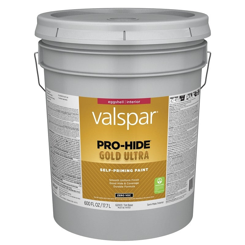 Valspar Pro-Hide Gold Ultra 6200 028.0062003.008 Latex Paint, Acrylic Base, Eggshell Sheen, Tint White, 5 gal