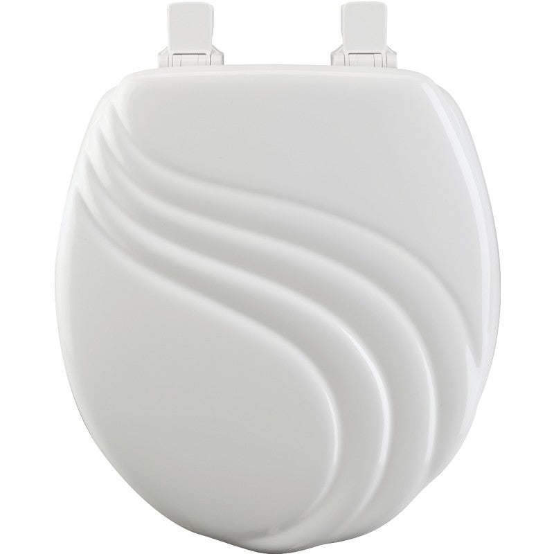 Mayfair 27EC-000 Toilet Seat, 16-1/2 in L, Round, Wood, White, Twist Hinge