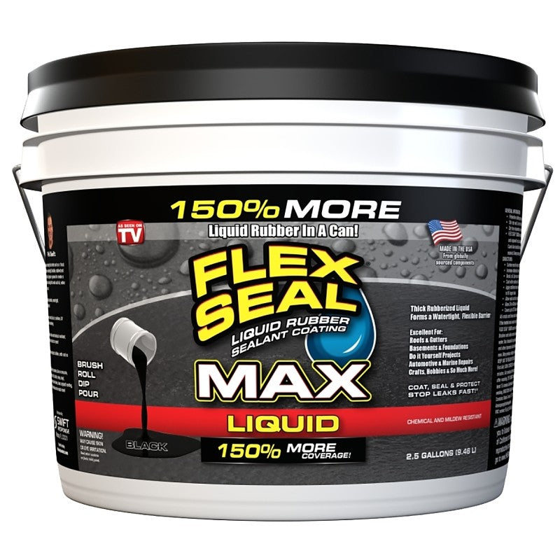 Flex Seal LFSMAXBLK02 Rubberized Coating, Black, 2.5 gal, Can