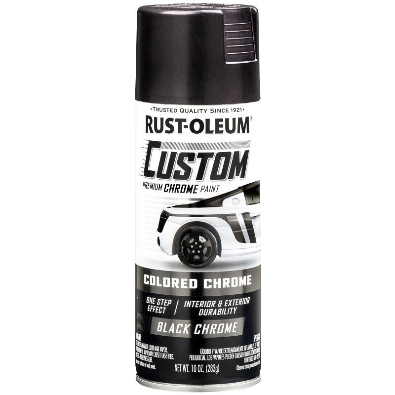 Rust-Oleum 343346 Premium Custom Paint, Chrome, Black, 10 oz, Aerosol Can