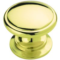 Classic Round 1-1/4 Inch Zinc Cabinet Knob Polished Brass