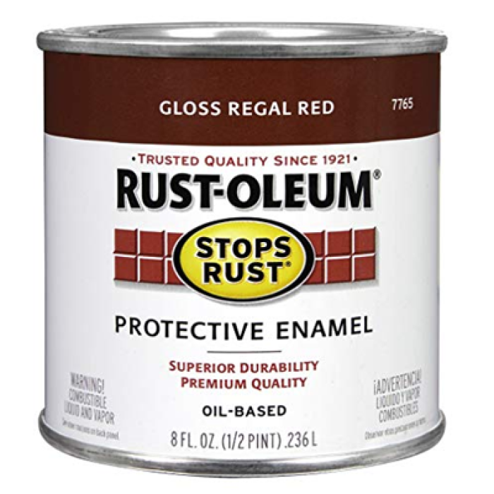 Rust-Oleum Stops Rust 7765730 Enamel Paint, Oil, Gloss, Regal Red, 0.5 pt, Can, 50 to 90 sq-ft/qt Coverage Area