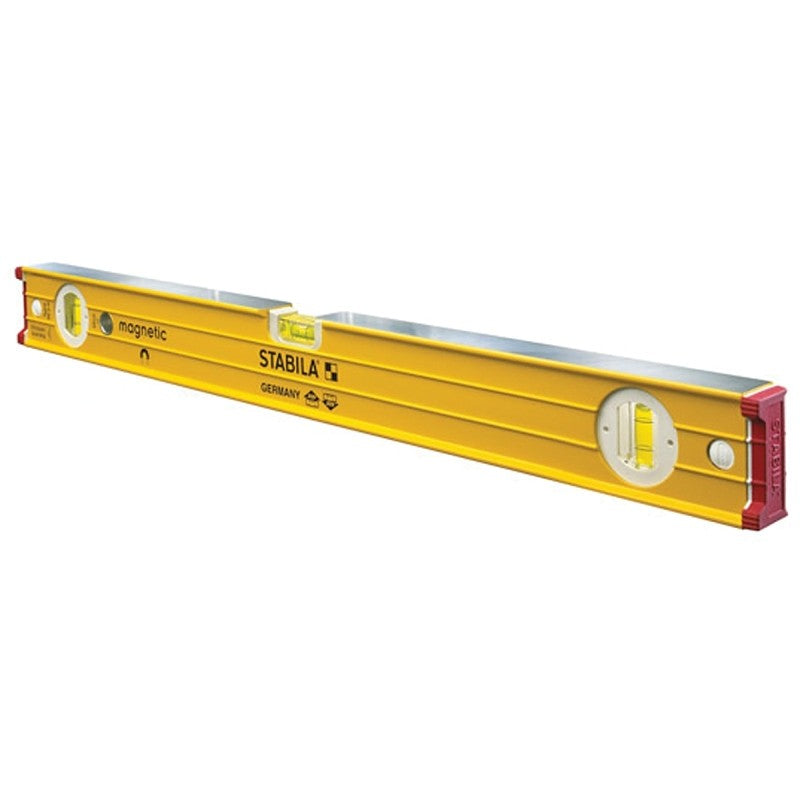 Stabila 38624 I-Beam Level, 24 in L, 3-Vial, Magnetic, Aluminum, Yellow