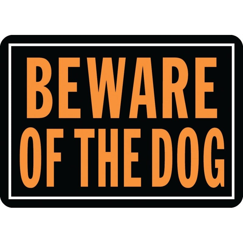 Hy-Ko Hy-Glo Series 838 Identification Sign, Rectangular, BEWARE OF THE DOG, Fluorescent Orange Legend, Black Background (Pack of 12)