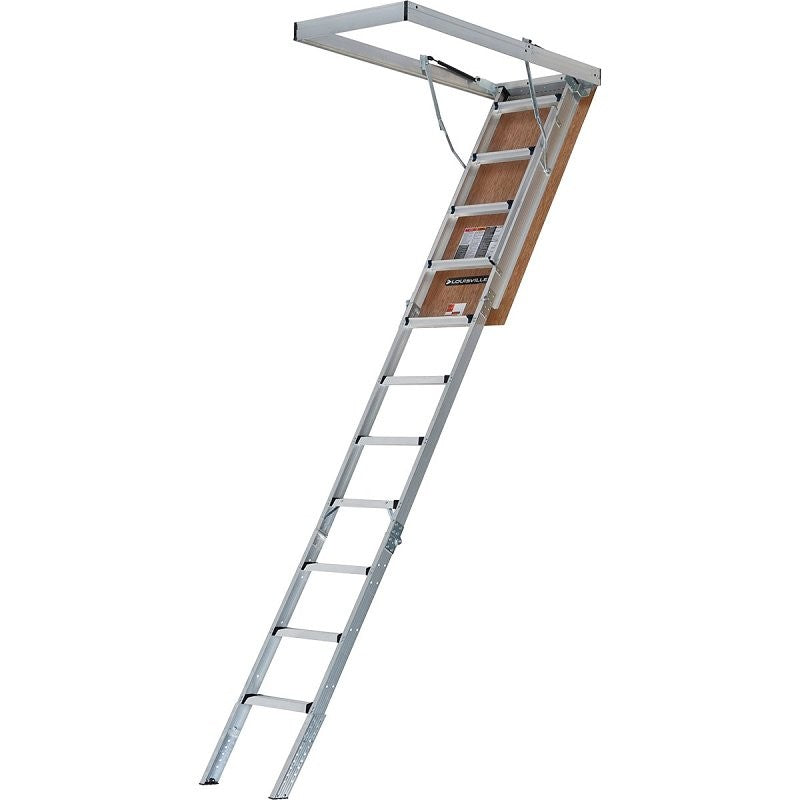 Louisville Fire-Rated Series AL2240MG-FT Attic Ladder, 7 ft 8 in to 10 ft 3 in H Ceiling, 22-1/2 x 54 in Ceiling Opening