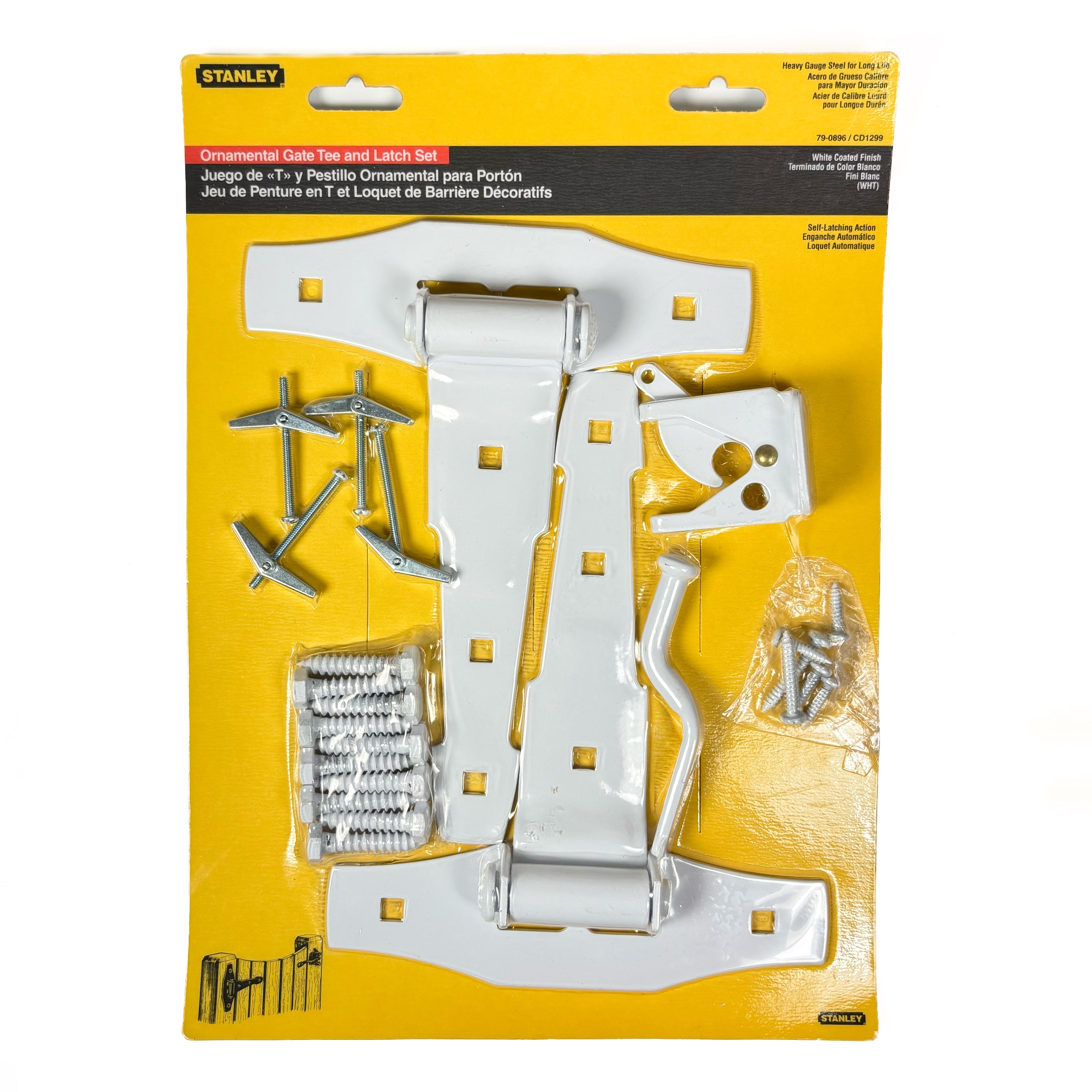 Decorative Gate T Hinge And Latch Set White (POS)