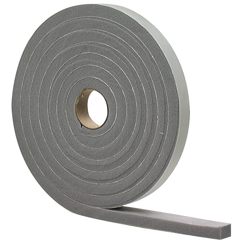 M-D 02279 Foam Tape, 1/2 in W, 17 ft L, 1/4 in Thick, PVC, Gray, 12/PK