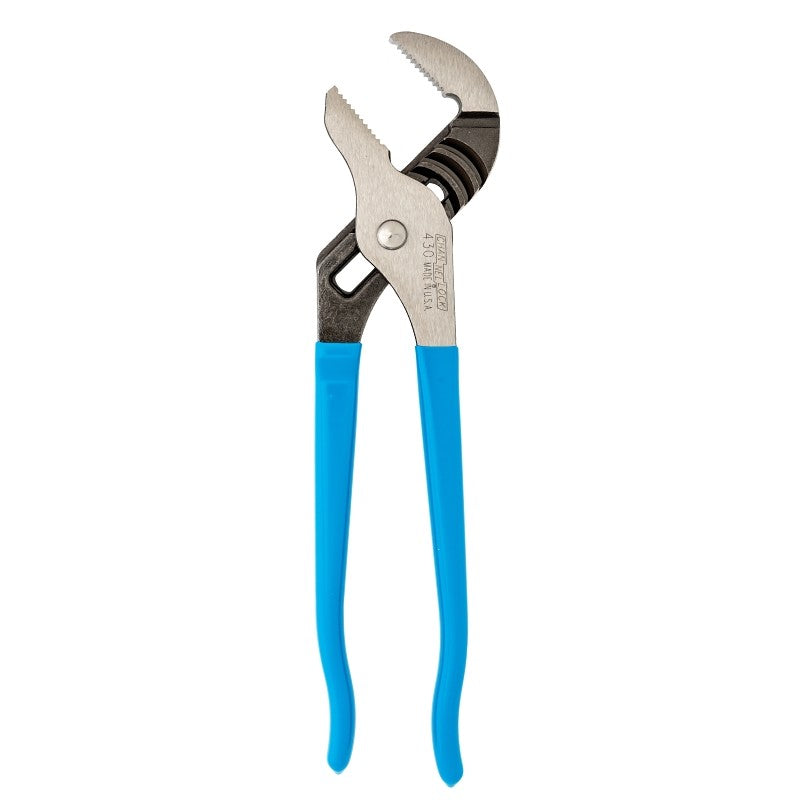 Channellock 430 Tongue and Groove Plier, 10 in OAL, 2 in Jaw Opening, Blue Handle, Cushion-Grip Handle, 1.38 in L Jaw