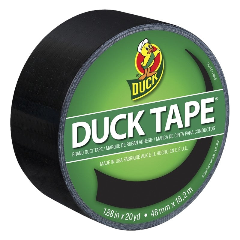 Duck 1265013 Duct Tape, Black, 8 mil Thick, 20 yd L, 1.88 in W