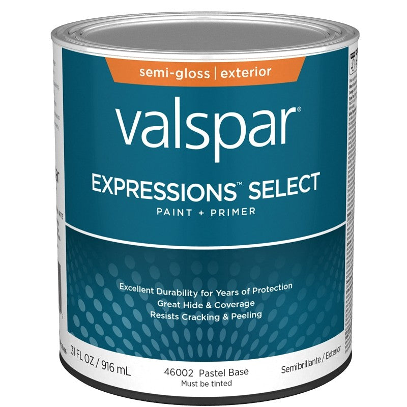 Valspar Expressions Select 4600 028.0046002.005 Latex Paint, Acrylic Base, Semi-Gloss Sheen, Pastel Base, 1 qt