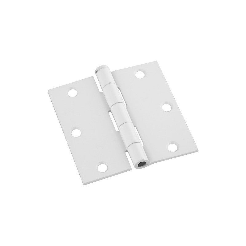 National Hardware N830-335 Square Corner Door Hinge, 3-1/2 in H Frame Leaf, White, Cold Rolled Steel, Full-Mortise