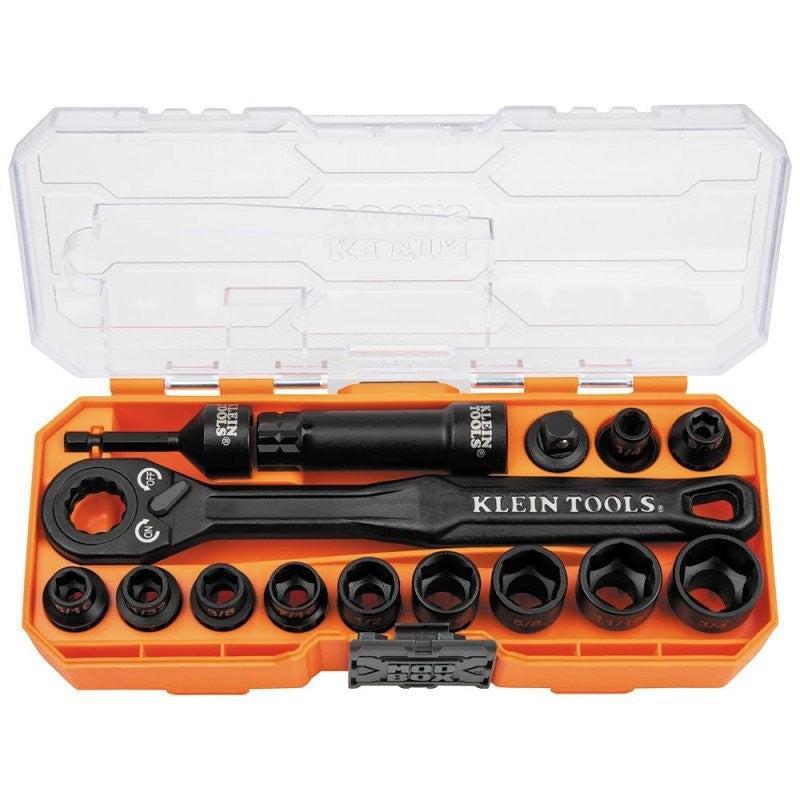 Klein Tools KNECT 65400 Pass Through Socket Set, Chrome-Molybdenum/Chrome-Vanadium