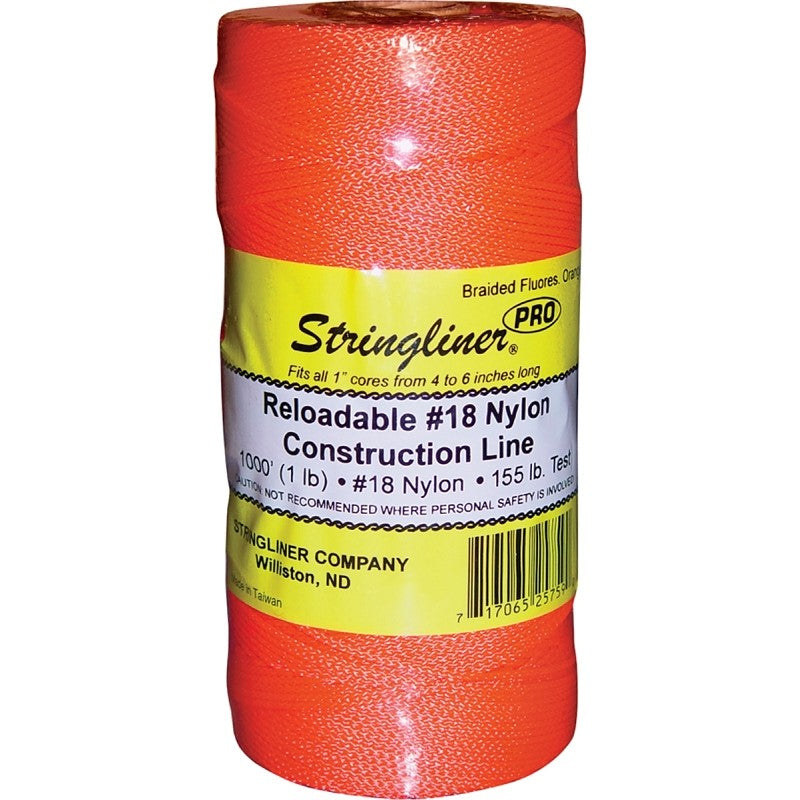 Stringliner Pro Series 35759 Construction Line, #18 Dia, 1000 ft L, 165 lb Working Load, Nylon, Fluorescent Orange