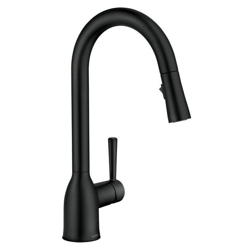 Moen Adler Series 87233BL Pull-Down Kitchen Faucet, 1.5 gpm, 1-Handle, 1-Faucet Hole, Metal, Matte Black