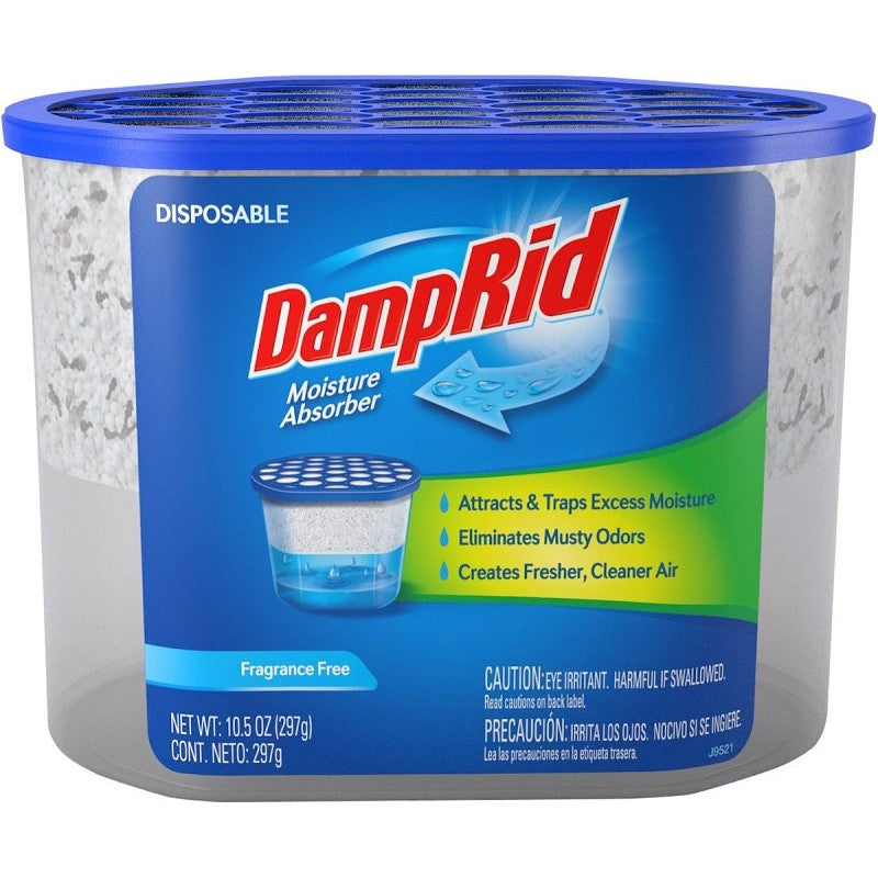 DampRid FG100 Fragrance-Free Disposable Moisture Absorber, 10.5 oz Tub, Solid
