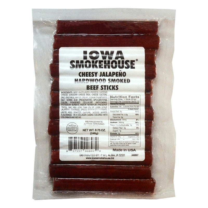 Iowa Smokehouse IS-HSCSP Beef Stick, Spicy Jalapeno, 8.75 oz (Pack of 12)