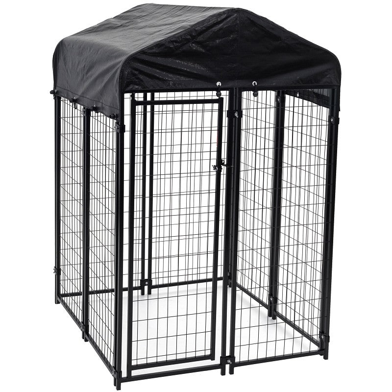 Lucky Dog CL 60544 Kennel, 4 ft OAL, 4 ft OAW, 6 ft OAH, Steel, Powder-Coated, Black
