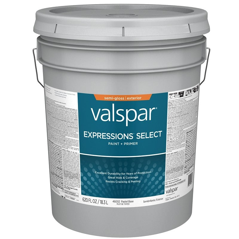 Valspar Expressions Select 4600 028.0046002.008 Latex Paint, Acrylic Base, Semi-Gloss, Pastel Base, 5 gal