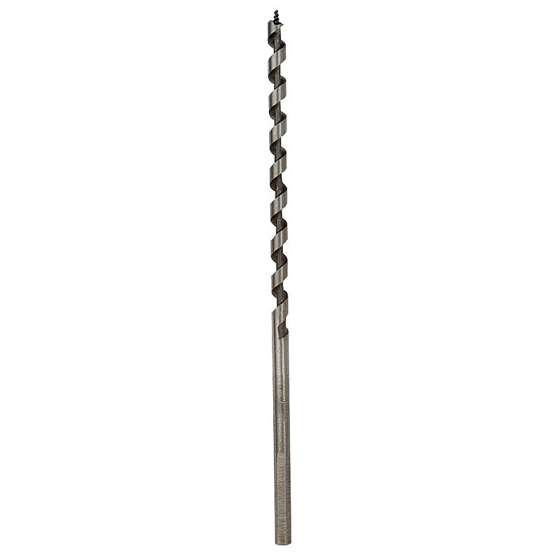 Irwin 49904 Power Drill Auger Bit, 1/4 in Dia, 7-1/2 in OAL, Solid Center Flute, 1-Flute, 7/32 in Dia Shank, Hex Shank