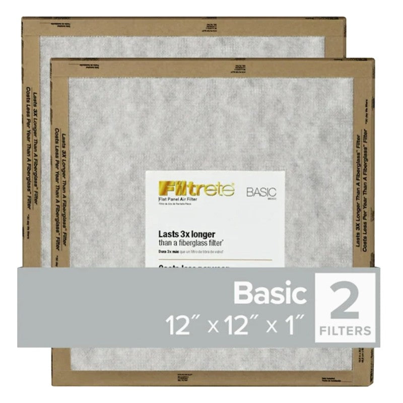 Filtrete FPL10-2PK-24 Air Filter, 12 in L, 12 in W, 2 MERV, For: Air Conditioner, Furnace and HVAC System (Pack of 24)