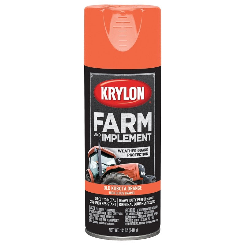 Krylon K01946000 Farm Equipment Spray, High-Gloss, Old Kubota Orange, 12 oz (Pack of 6)