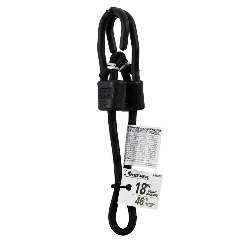 BUNGEE CORD W/STL CRE BLK 18IN