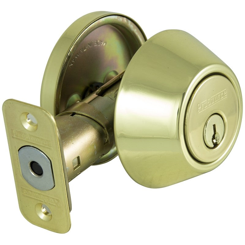 ProSource Signature Series D271-RU5B Deadbolt, 3 Grade, Polished Brass, 2-3/8, 2-3/4 in Backset, KW1 Keyway (Pack of 3)
