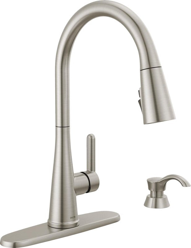 Delta Charmaine Series 19962Z-SSSD-DST Kitchen Faucet, 1.8 gpm, Metal, Stainless, Deck, 8 in Faucet Centers
