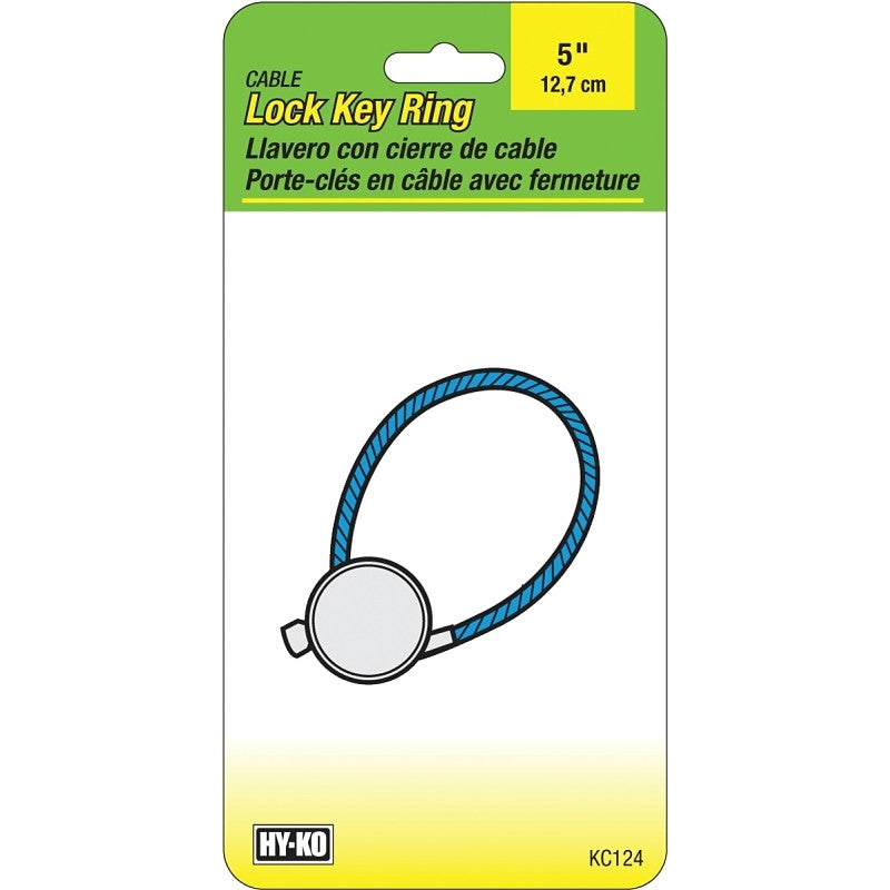 Hy-Ko KC124 Key Ring, 5-1/2 in L x 2-3/4 in W x 1/4 in H Dimensions, Nylon-Coated, Cable