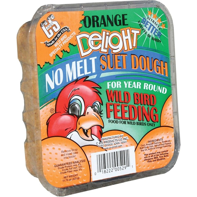 C&S No Melt Suet Dough Delights CS12529 Bird Suet, Orange Flavor, 11.75 oz (Pack of 12)