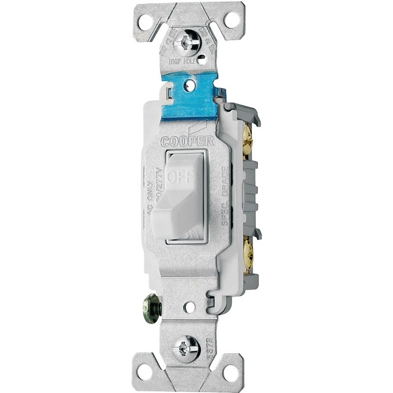 Eaton Wiring Devices CS115W Series Toggle Switch, White, 15 A, 120/277 V, Screw Terminal, Nylon Housing Material