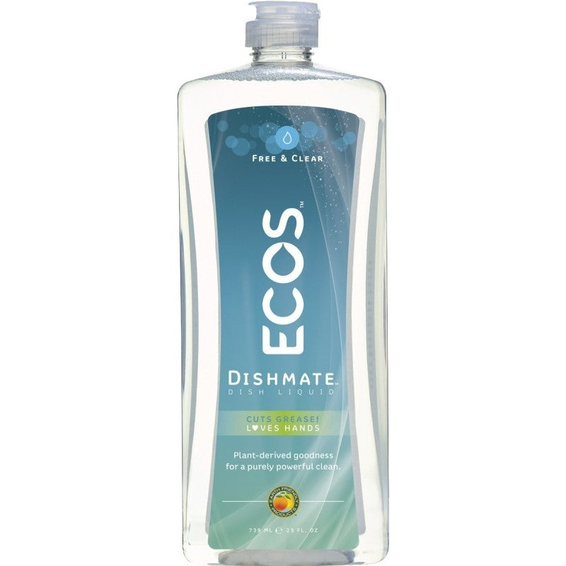 Ecos PL9721/6 Dishwashing Liquid, 25 oz, Gel, Clear/Light Yellow