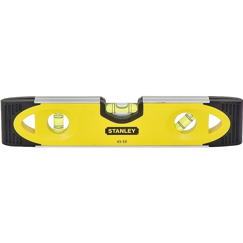 STANLEY 43-511 Torpedo Level, 9 in L, 3-Vial, 2-Hang Hole, Magnetic, Aluminum