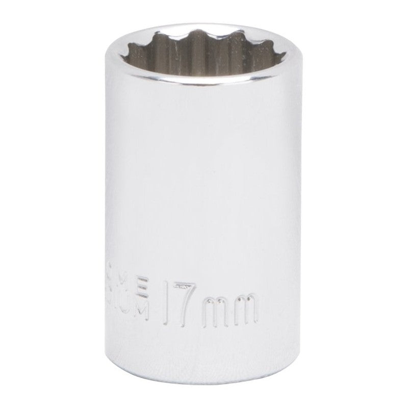 Vulcan MT6529911 Drive Socket, 17 mm Socket, 1/2 in Drive, 12-Point, Chrome Vanadium Steel, Chrome