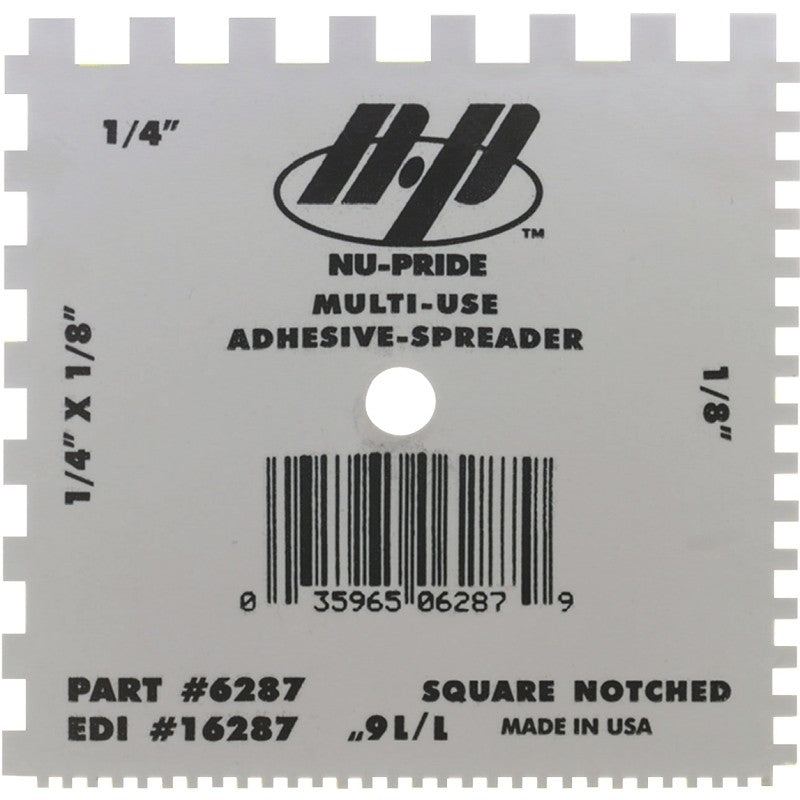 Marshalltown 6287 Spreader, 1/16, 1/8, 1/4 in Notch, 4 in W Blade, Notched Blade, Plastic Blade