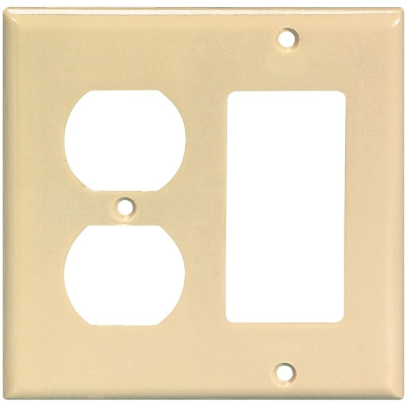 Eaton Wiring Devices 2157V-BOX Combination Wallplate, 4-1/2 in L, 4-9/16 in W, Standard, 2-Gang, Ivory (Pack of 10)