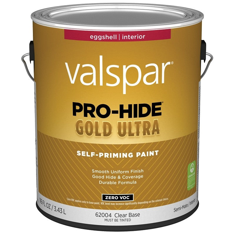 Valspar Pro-Hide Gold Ultra 6200 028.0062004.007 Latex Paint, Acrylic Base, Eggshell Sheen, Clear Base, 1 gal (Pack of 4)