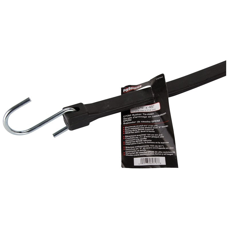 ProSource FH64090 Tie-Down, 3/4 in W, 45 in L, EPDM Rubber, S-Hook End Fitting, Steel End Fitting (Pack of 10)