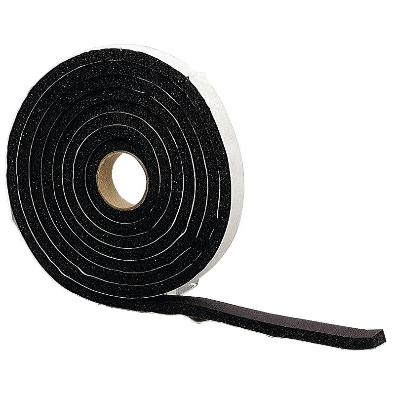 M-D 06635 Premium Weatherstrip Tape, 3/4 in W, 10 ft L, Rubber, Black